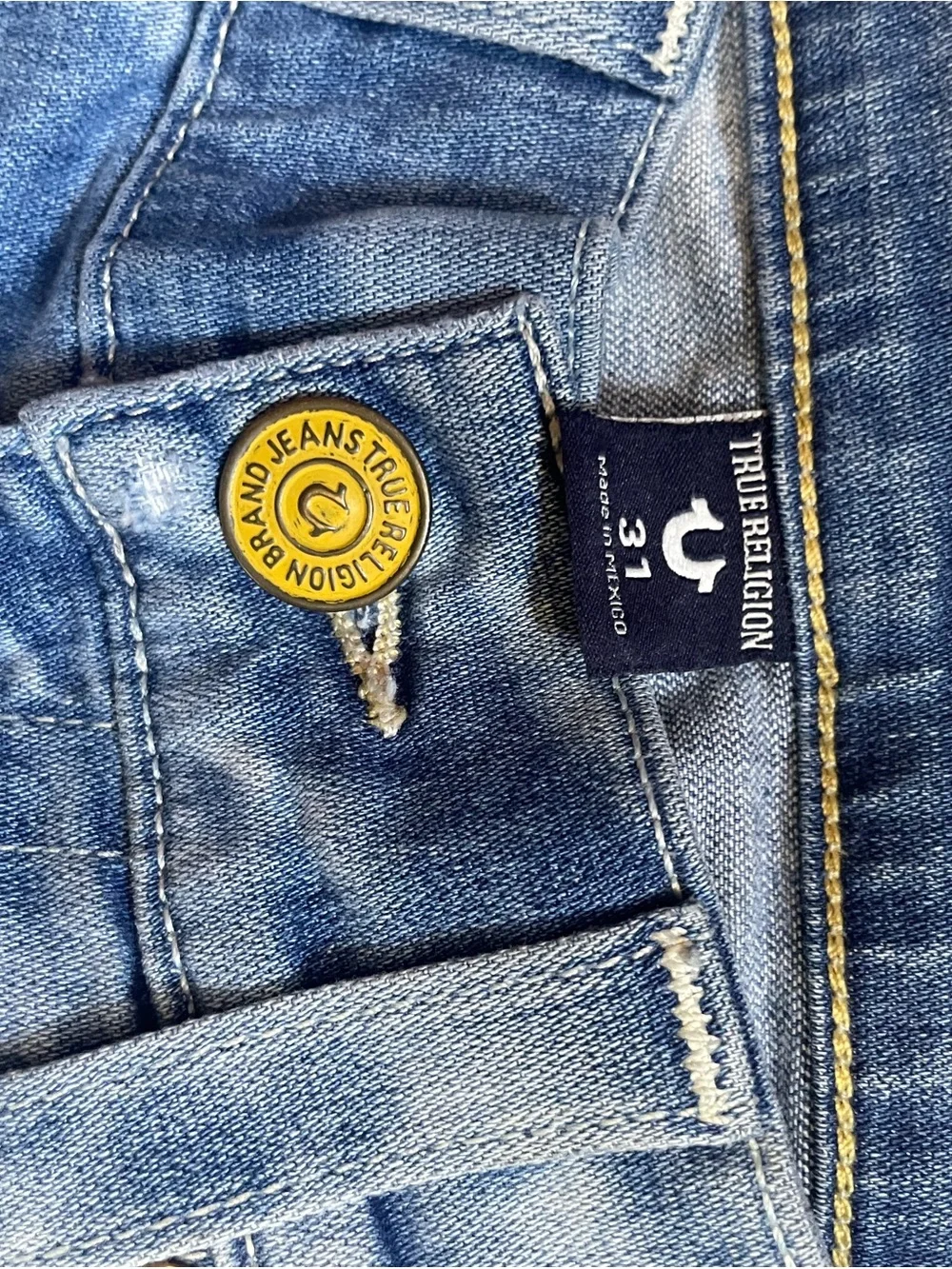 True Religion Light Blue Men’s Slim Jeans with Signature Pocket